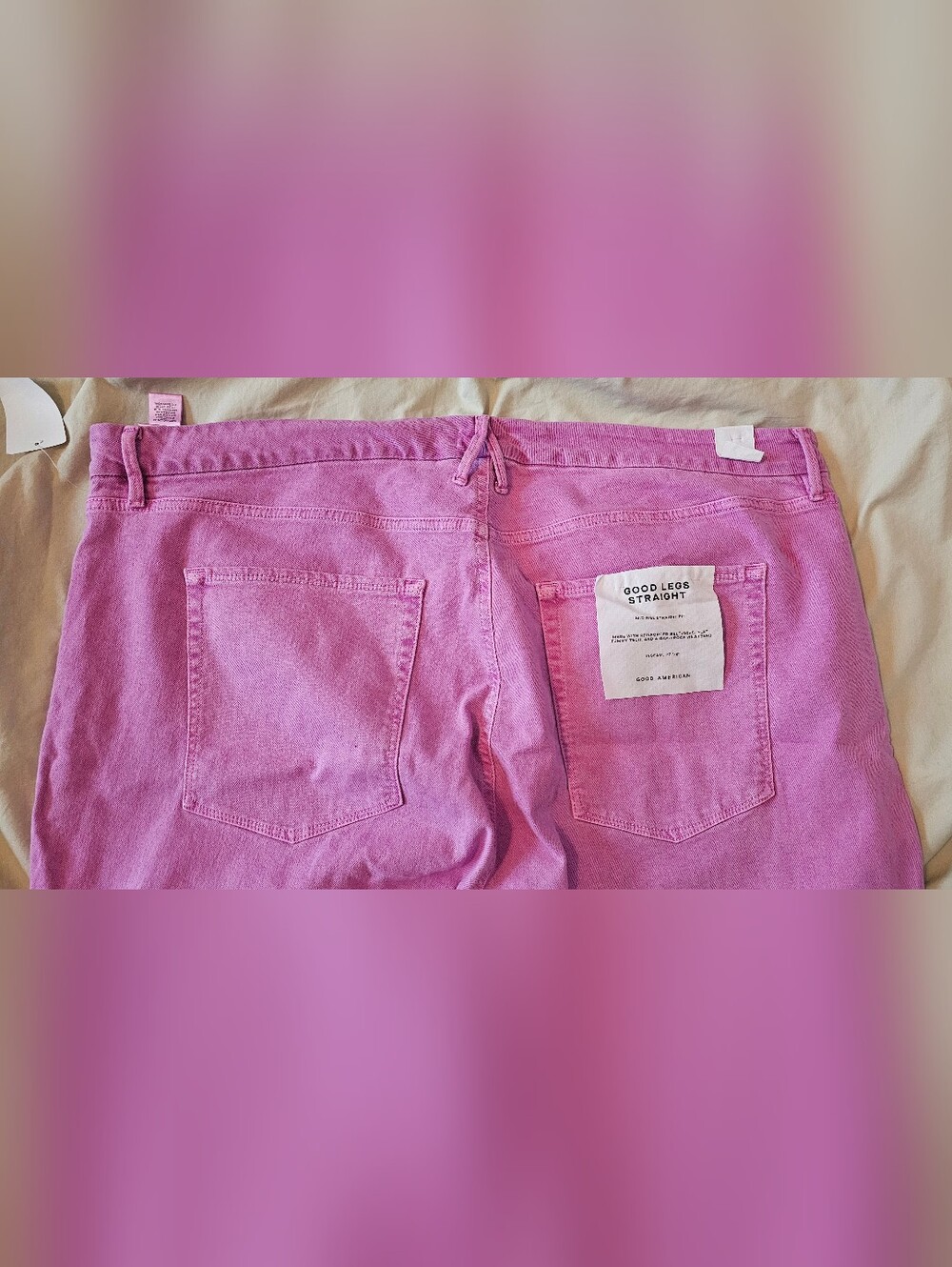 Good American Womens Plus Size Pink Straight-Leg Jeans Size 28
